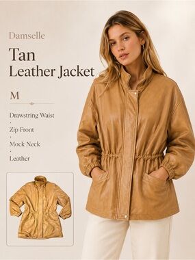 Damselle Nordstrom‎ Drawstring Waist Leather Jacket